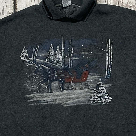 Vintage 90s Winter Landscape Outdoor 1990s Sweatshirt - Picture 4 of 6